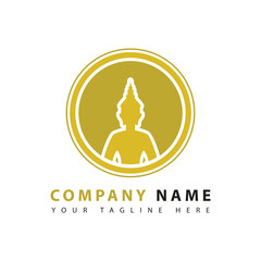 Circular yoga logo design template. Yoga pose icon. Vector illustration.