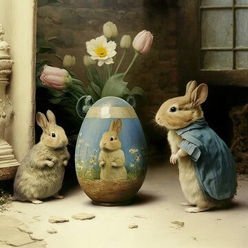 cute easter bunny with a egg