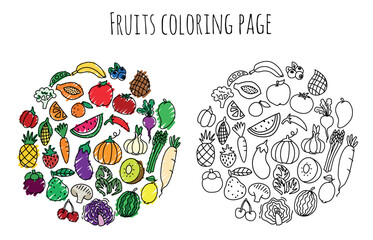 fruit coloring pages vector design
