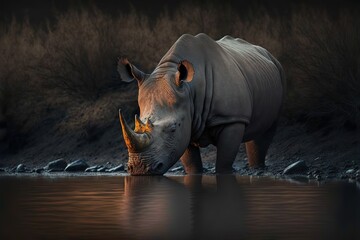 Rhino Stock Photo, Wildlife Photography, Generative Ai - obrazy, fototapety, plakaty