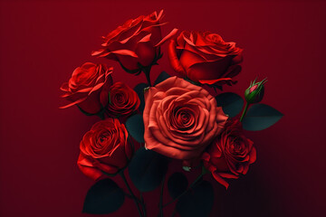 Bouquet of red roses, Generative AI