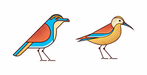 set of colorful vector birds