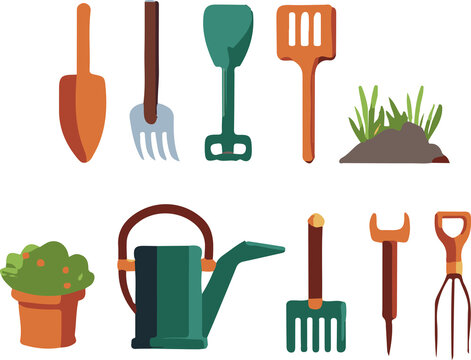 Spring concept. Set of gardening tools.