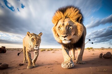 Lion Stock Photo, Wildlife Photography, Generative Ai