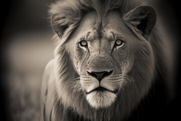Obraz na płótnie Canvas Lion Stock Photo, Wildlife Photography, Generative Ai