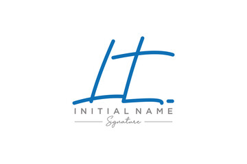 Initial LT signature logo template vector. Hand drawn Calligraphy lettering Vector illustration.