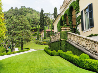 Park and Villa del Balbianello at Como lake.