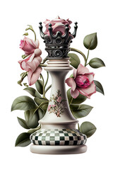 A chess unit Queen shapes as botanical materials or sword.