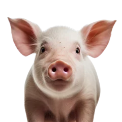 Fotobehang pig face shot isolated on transparent background cutout © Natural PNG