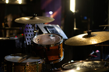 Drum kit on the stage