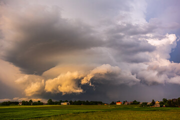 Severe thunderstorm clouds, landscape with storm clouds
