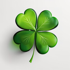 Lucky 4 leaf clover. White background. ia generate