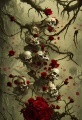 Intriguing Skull Blooms | High-Quality Floral Skull Art for Creative Design Projects