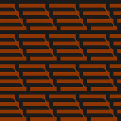 seamless black victorian geometric pattern with orange mosaic ornament