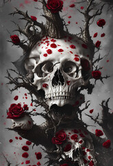 Fototapeta premium Intriguing Skull Blooms | High-Quality Floral Skull Art for Creative Design Projects