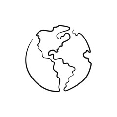 Earth continuous one line drawing vector illustration. World map one line art