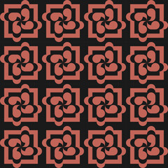 seamless black victorian geometric pattern with red mosaic ornament