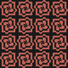 seamless black victorian geometric pattern with red mosaic ornament