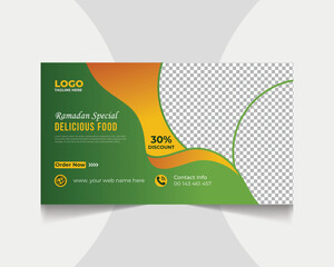 Ramadan food menu social media web banner youtube thumbnail template