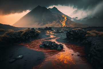 volcano in the morning