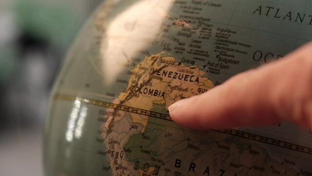 Columbia on the globe. Swipes on the map