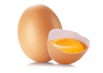 egg and close up of egg shell isolated. PNG transparency