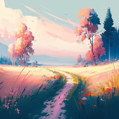 Beautifull wide landscape in spring season