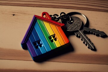 house model with colors lgbt and house key IA