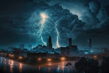 lightning over the city.Generative Ai