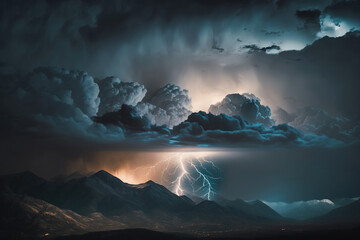 lightning in the mountains.Generative Ai