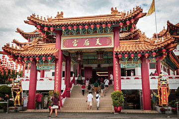 Thean Hou temple exterior detail, traditional chinese temple in Kuala Lumpur Malaysia