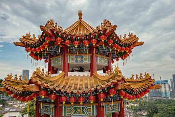 Naklejka premium Thean Hou temple exterior detail, traditional chinese temple in Kuala Lumpur Malaysia