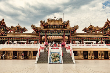 Thean Hou temple exterior detail, traditional chinese temple in Kuala Lumpur Malaysia