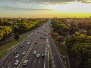 Westbound General Paz Avenue at sunset