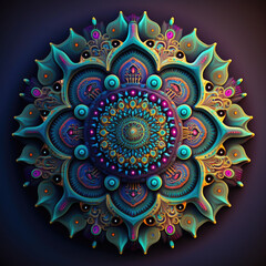 Colorful  gradient fractal mandala shapes as wallpaper background (Generative AI)	