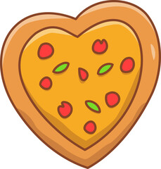 Heart Shaped Pizza, food illustration