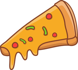 Pizza slice melted, food illustration