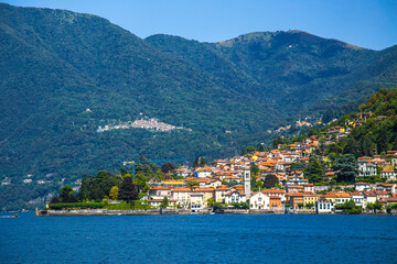 Fototapeta na wymiar View of the village Torno Fagetto Laglio Quarzano on the Como Lake, Lombardy, Italy