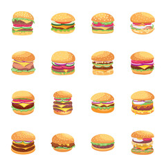 Pack of Burgers Flat Vectors 

