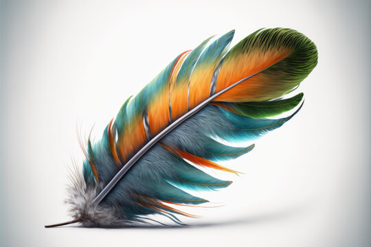 Colorful parrot feather background. Generative AI.