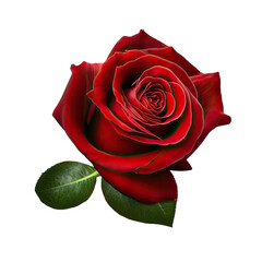 Red rose isolated on transparent background. Beautiful red rose blossom, isolated. Generative AI. 