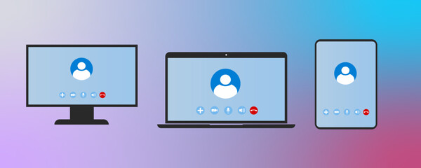 Video call icon. Online meeting set vector ilustration.