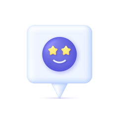 3D Person with star on Speech Bubble. Consumer or customer feedback score, satisfaction level and criticism concept.
