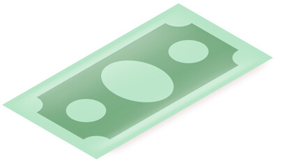 Vector green paper dollar banknote isolated on white background. Dollar icon design template with blank space