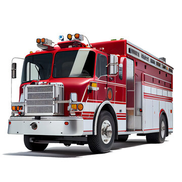 red fire engine on a transparent background. AI generator