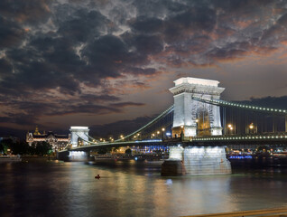 Budapest Chain Bridge night view