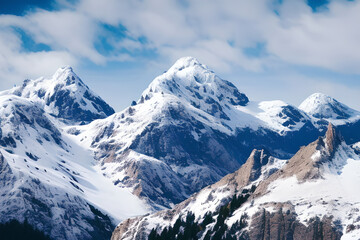 Fototapeta na wymiar A stunning mountain range with snow-capped peaks