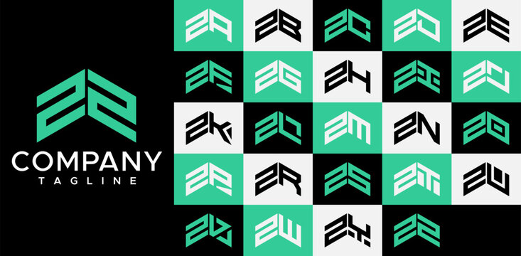 Abstract upward arrow line initial letter Z ZZ logo design set