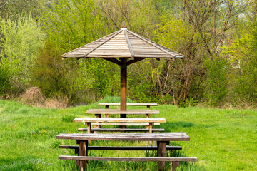 Beautiful gazebo on the hill used so mountaineers can rest and relax on it