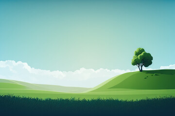 Minimalistic simple Nature landscape with a lot of copy space - Minimalistic Nature Landscape - Minimalistic Nature Landscape Copy Space background wallpaper created with Generative AI technology